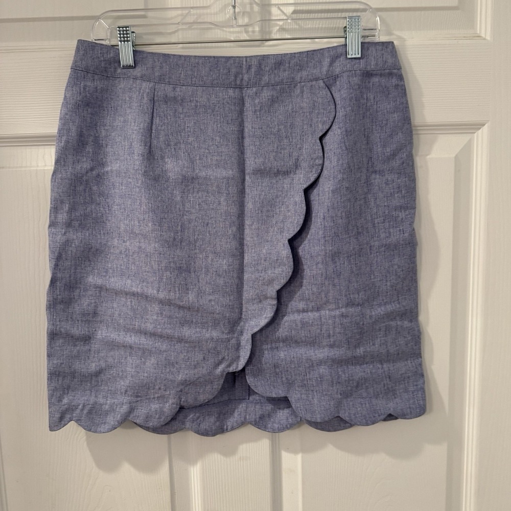 Very J Lavender Scallop Hem Linen-Blend Mini Skirt